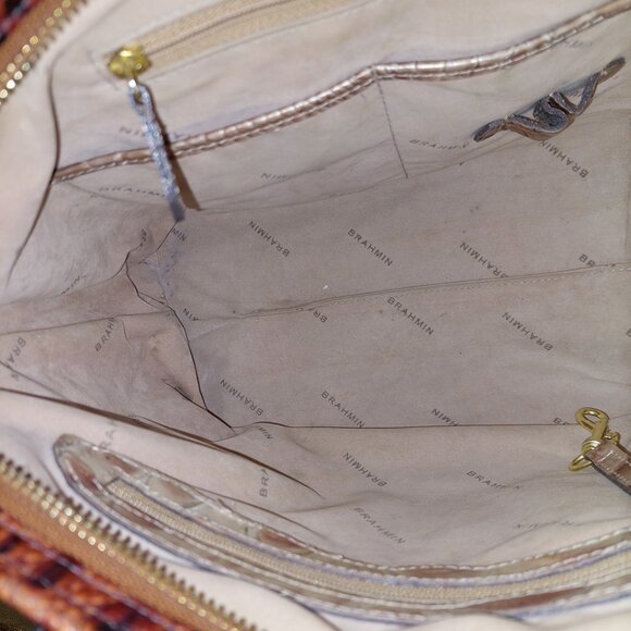 Brahmin Mini Arno Satchel Bag Champagne Gold & Pecan Brown Melbourne - Picture 13 of 15